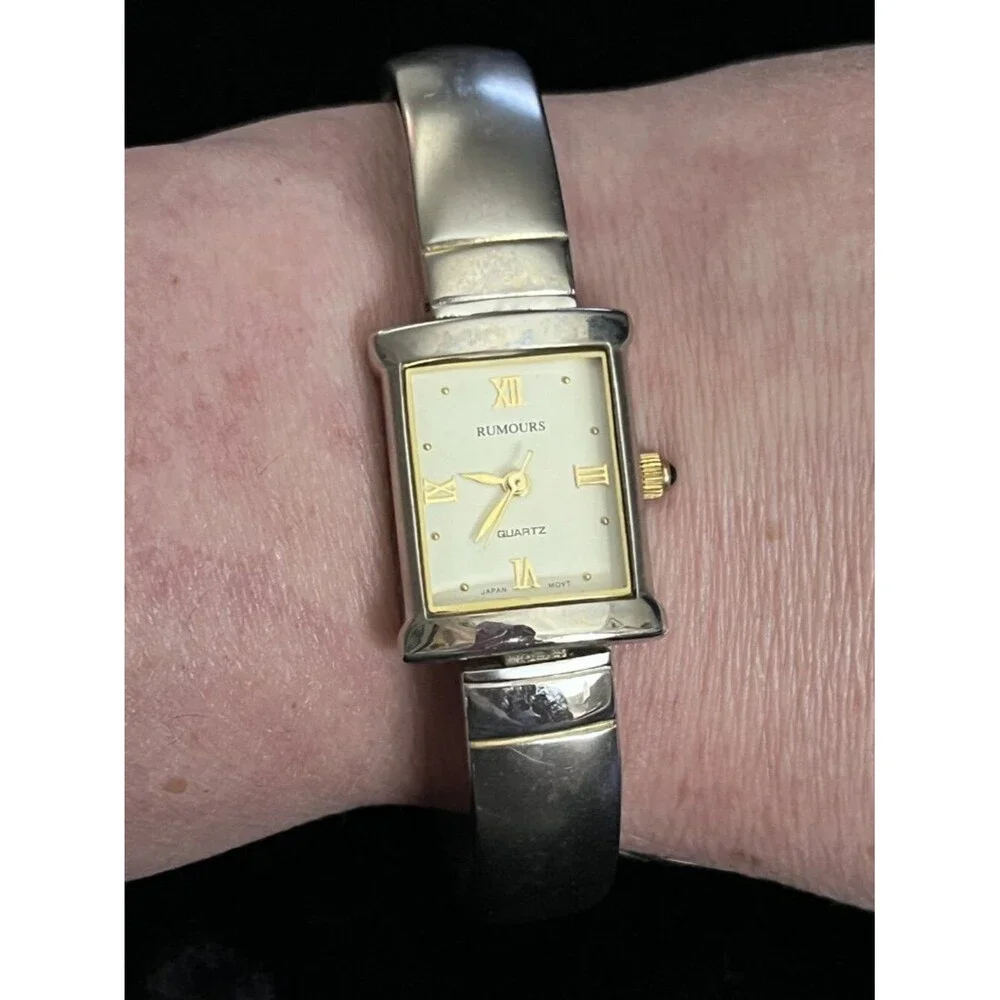 Rumours Silver Tank Watch Gold Roman New Battery Bangle